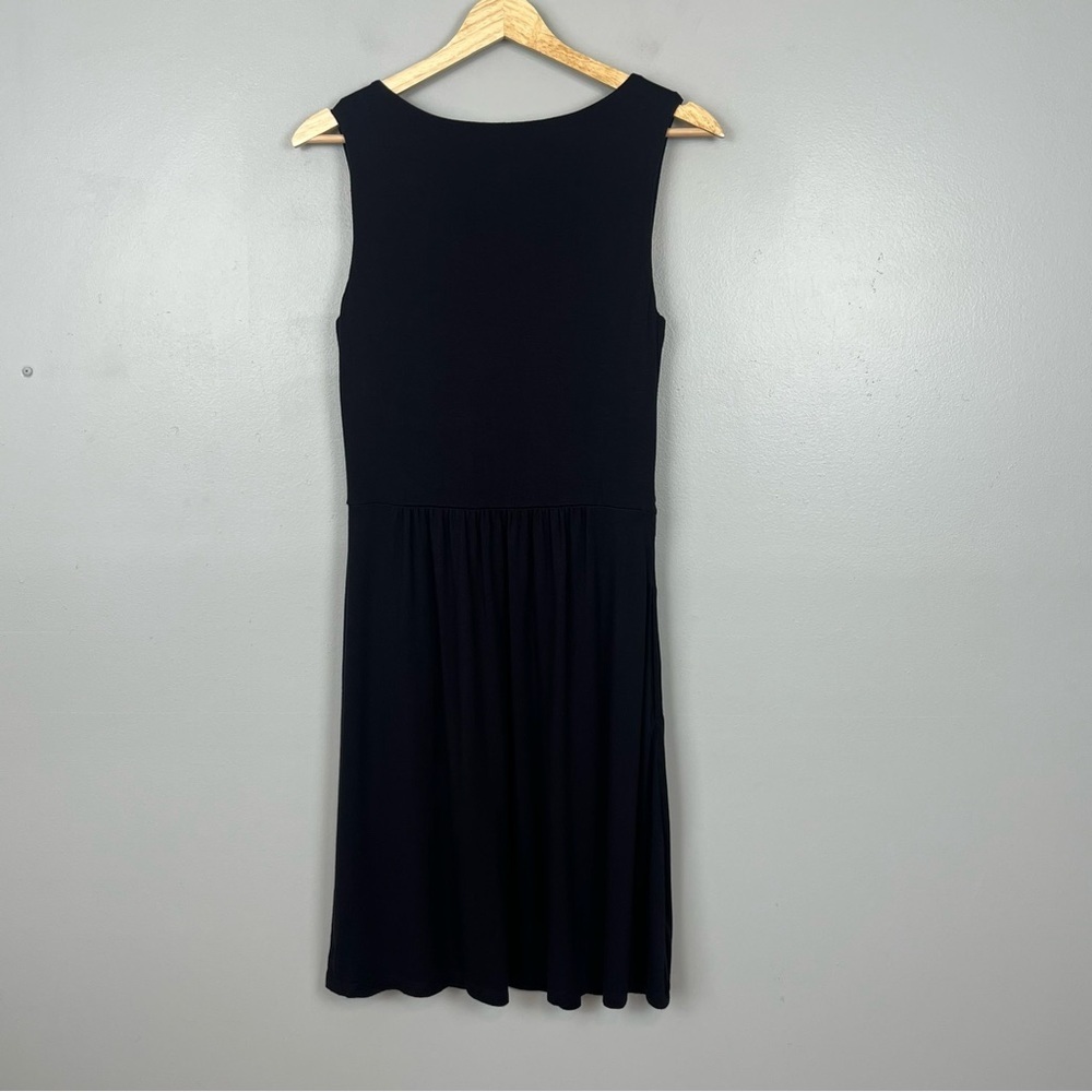 Soma Weekend black jersey knit sleeveless surplice bodice midi dress, medium. - Picture 2 of 10